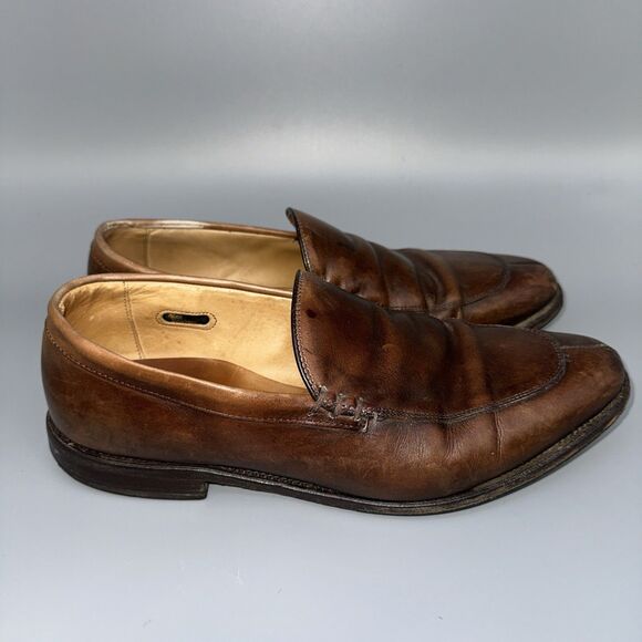 Allen Edmonds Steen Leather Loafers Men\'s Size 10.5 Split Toe Brown Cognac 6068